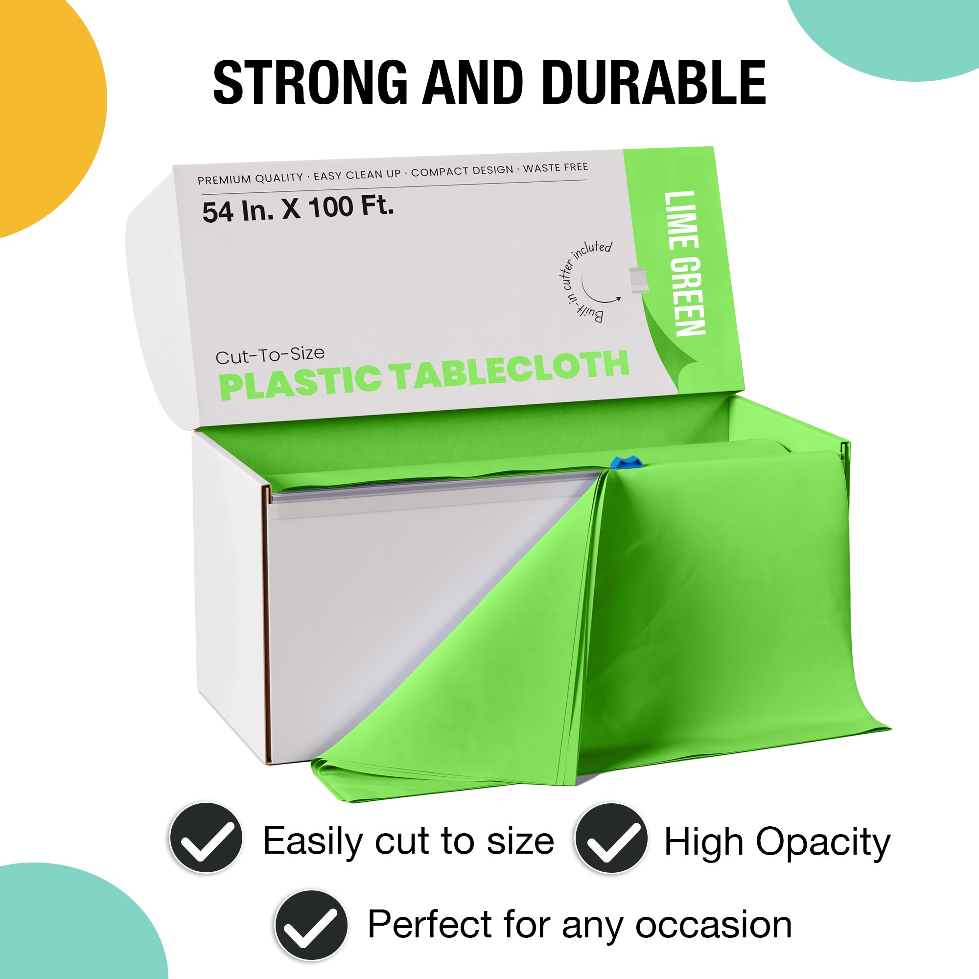 54 in. x 100 Ft. Cut To Size Table Roll | Lime Green