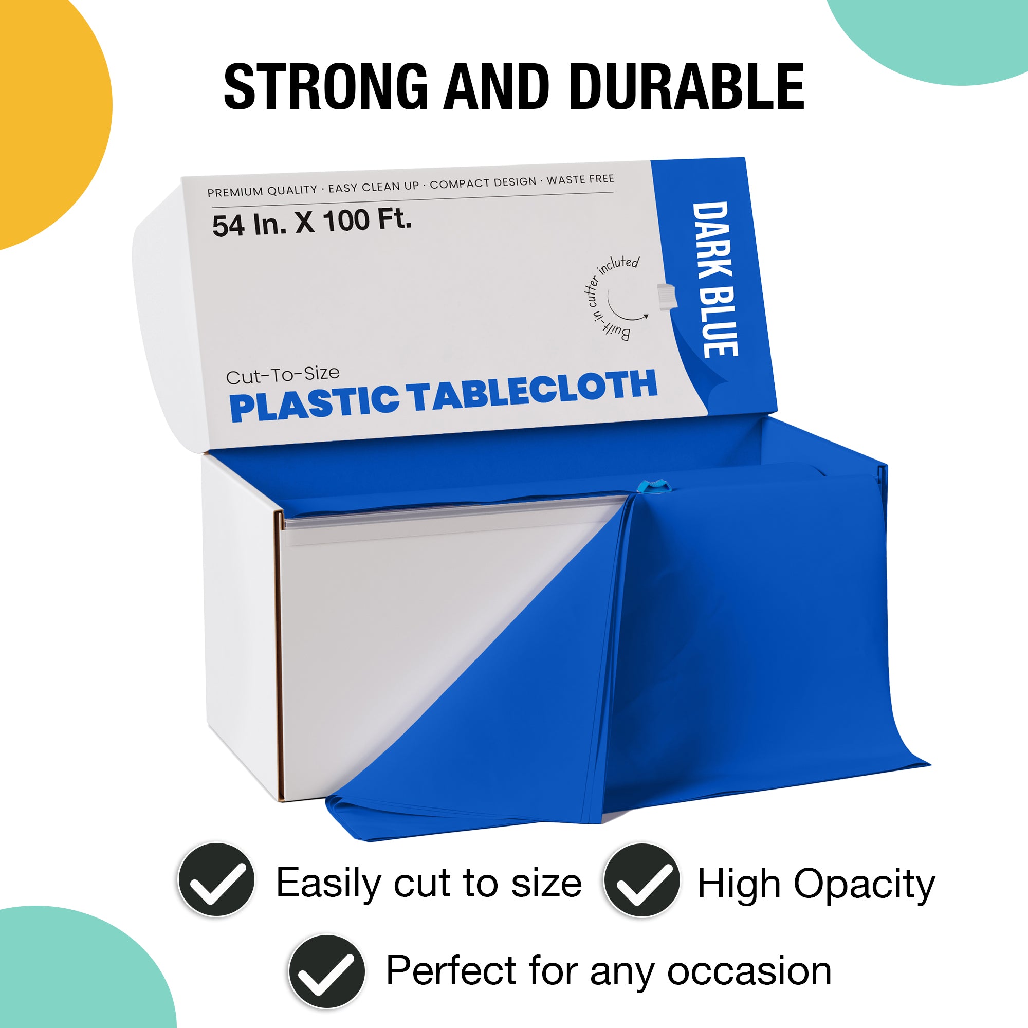 54 in. x 100 Ft. Cut To Size Table Roll  | Dark Blue | Case of 6