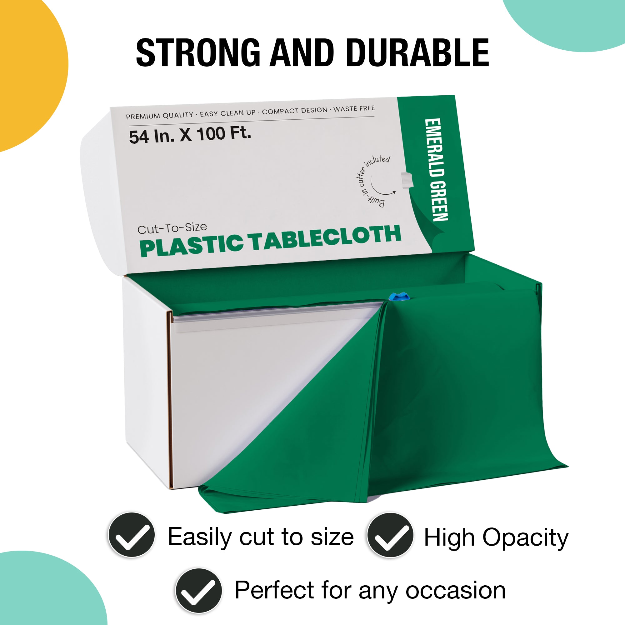 54 in. x 100 Ft. Cut To Size Table Roll | Emerald Green