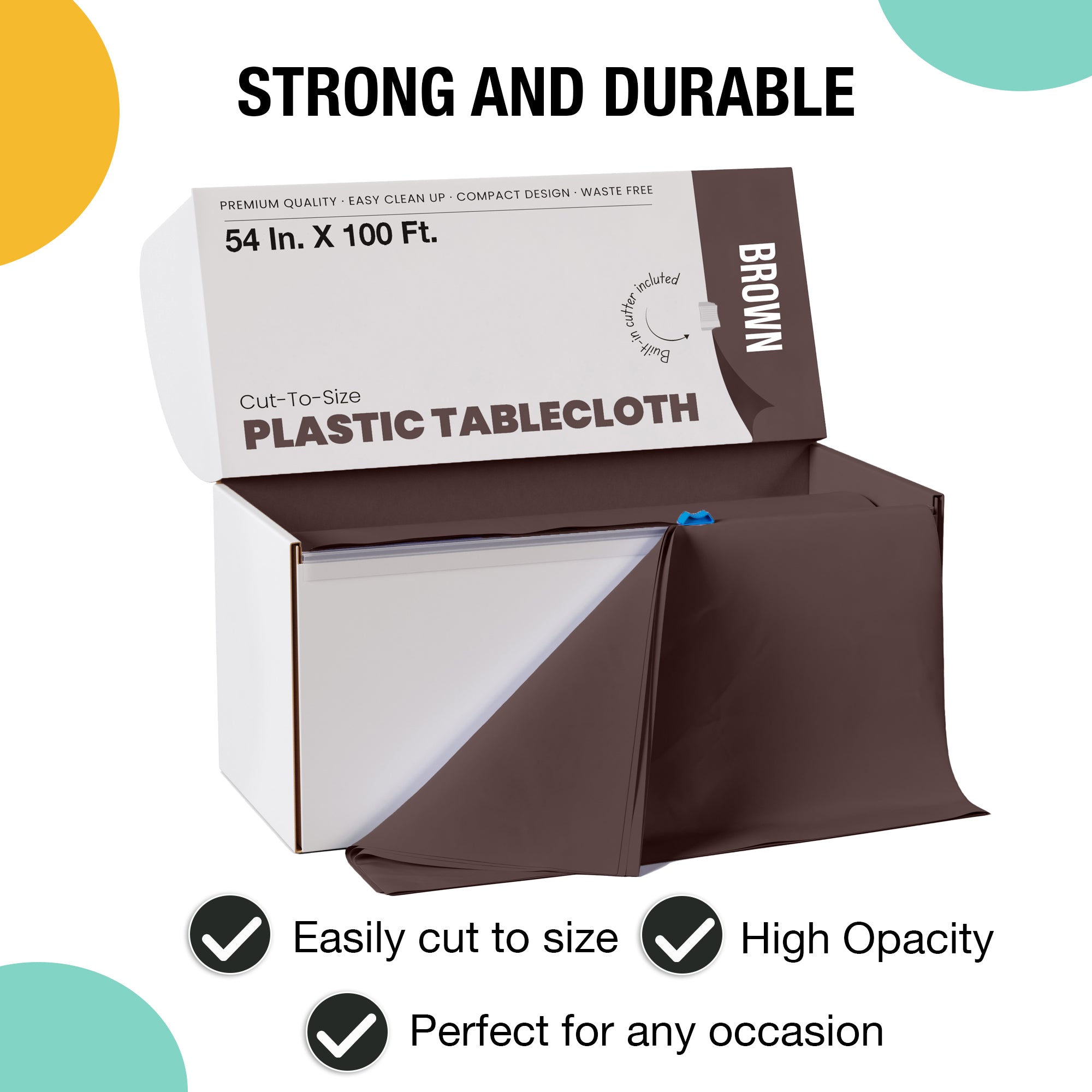 54 in. x 100 Ft. Cut To Size Table Roll  | Brown | Case of 6