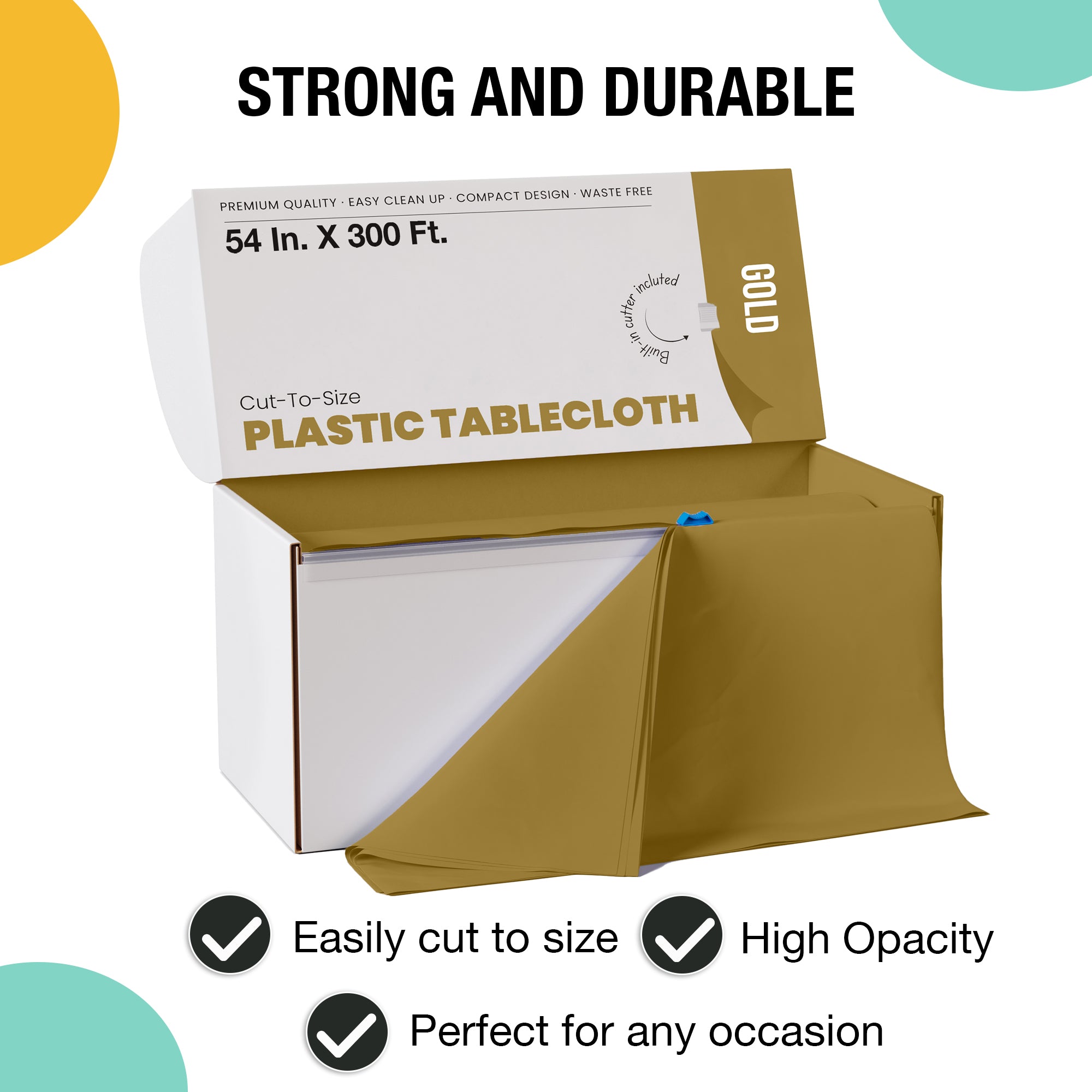 54 in. x 300 Ft. Cut To Size Table Roll  | Gold | Case of 4