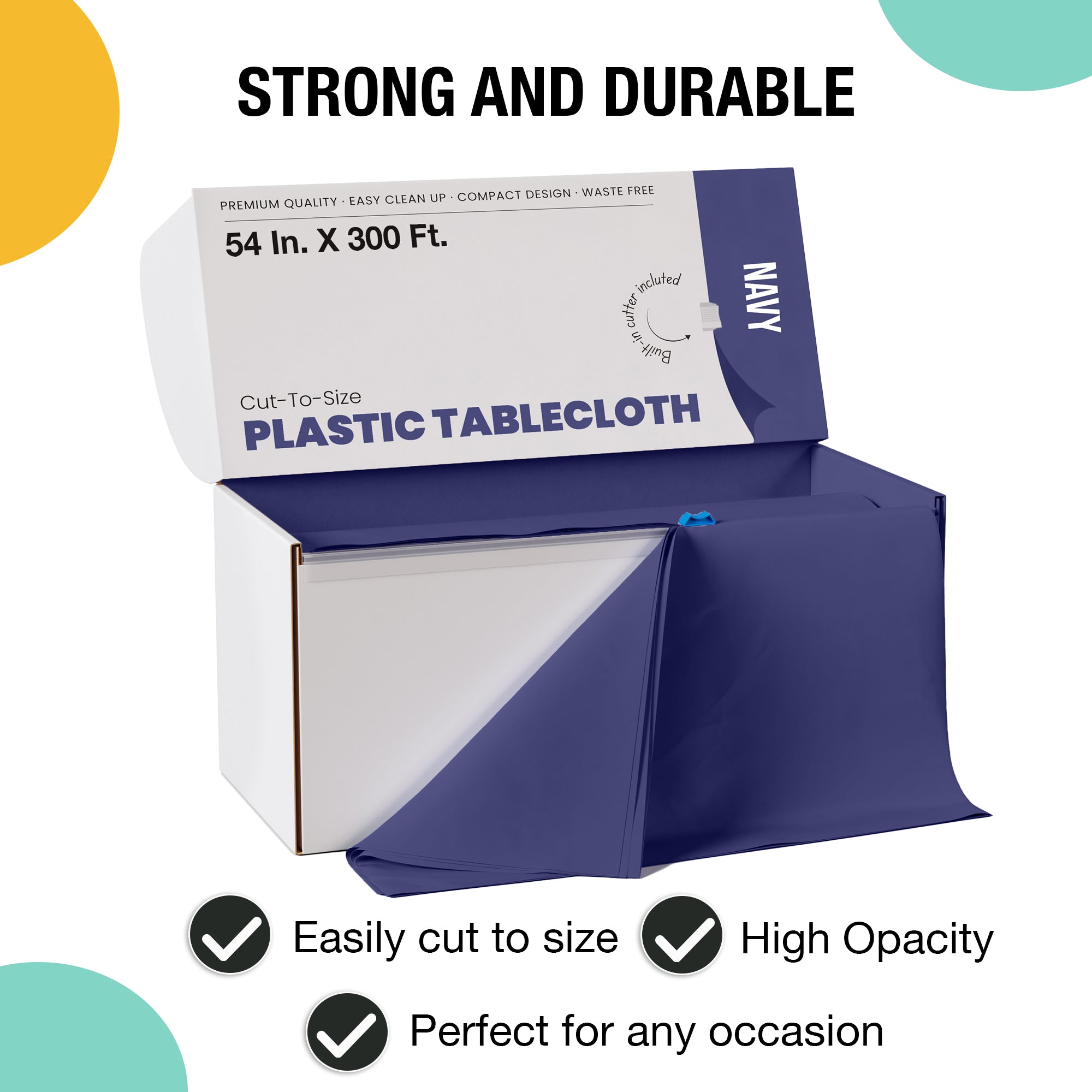 54 in. x 300 Ft. Cut To Size Table Roll  | Navy | Case of 4