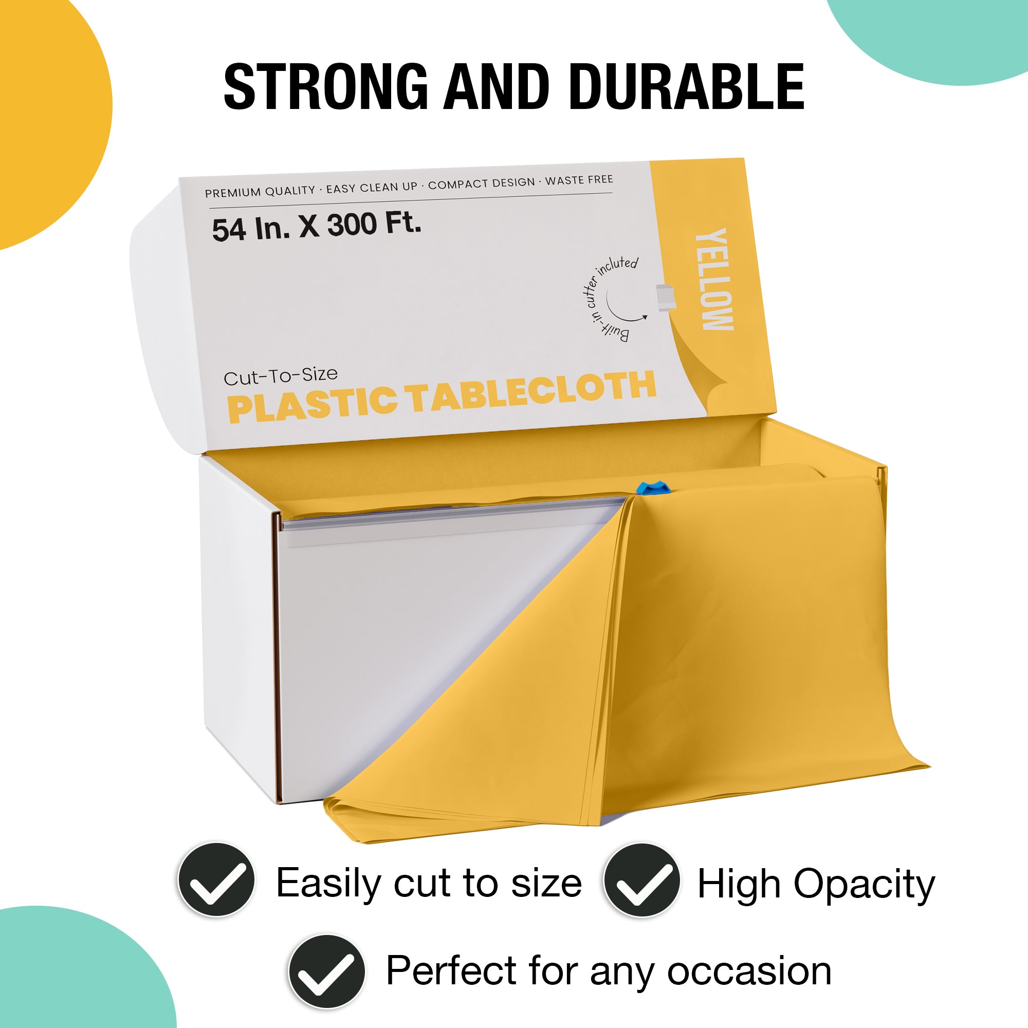54 in. x 300 Ft. Cut To Size Table Roll  | Yellow | Case of 4