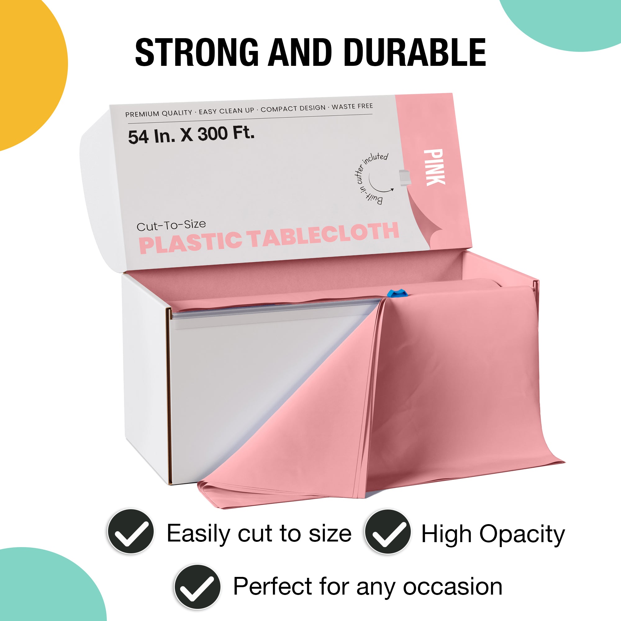 54 in. x 300 Ft. Cut To Size Table Roll  | Pink | Case of 4
