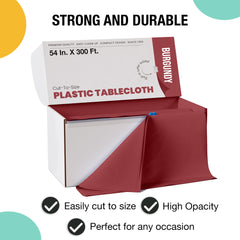 54 in. x 300 Ft. Cut To Size Table Roll  | Burgundy | Case of 4