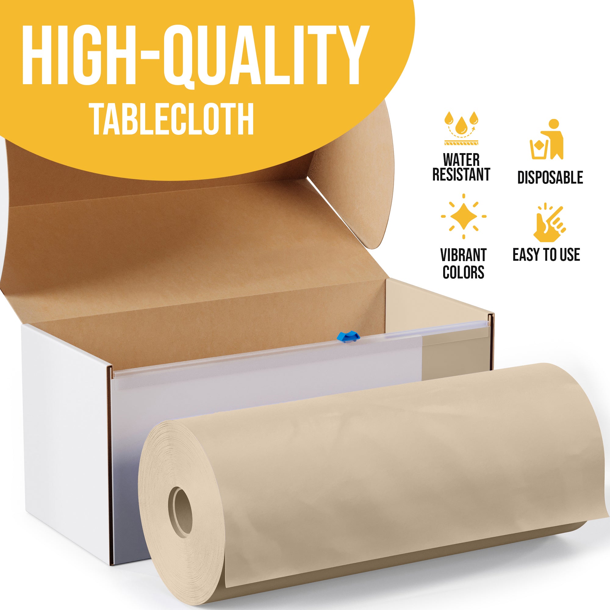 54 in. x 100 Ft. Cut To Size Table Roll  | Ivory | Case of 6