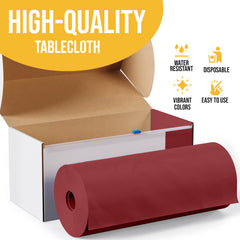 54 in. x 300 Ft. Cut To Size Table Roll  | Burgundy | Case of 4