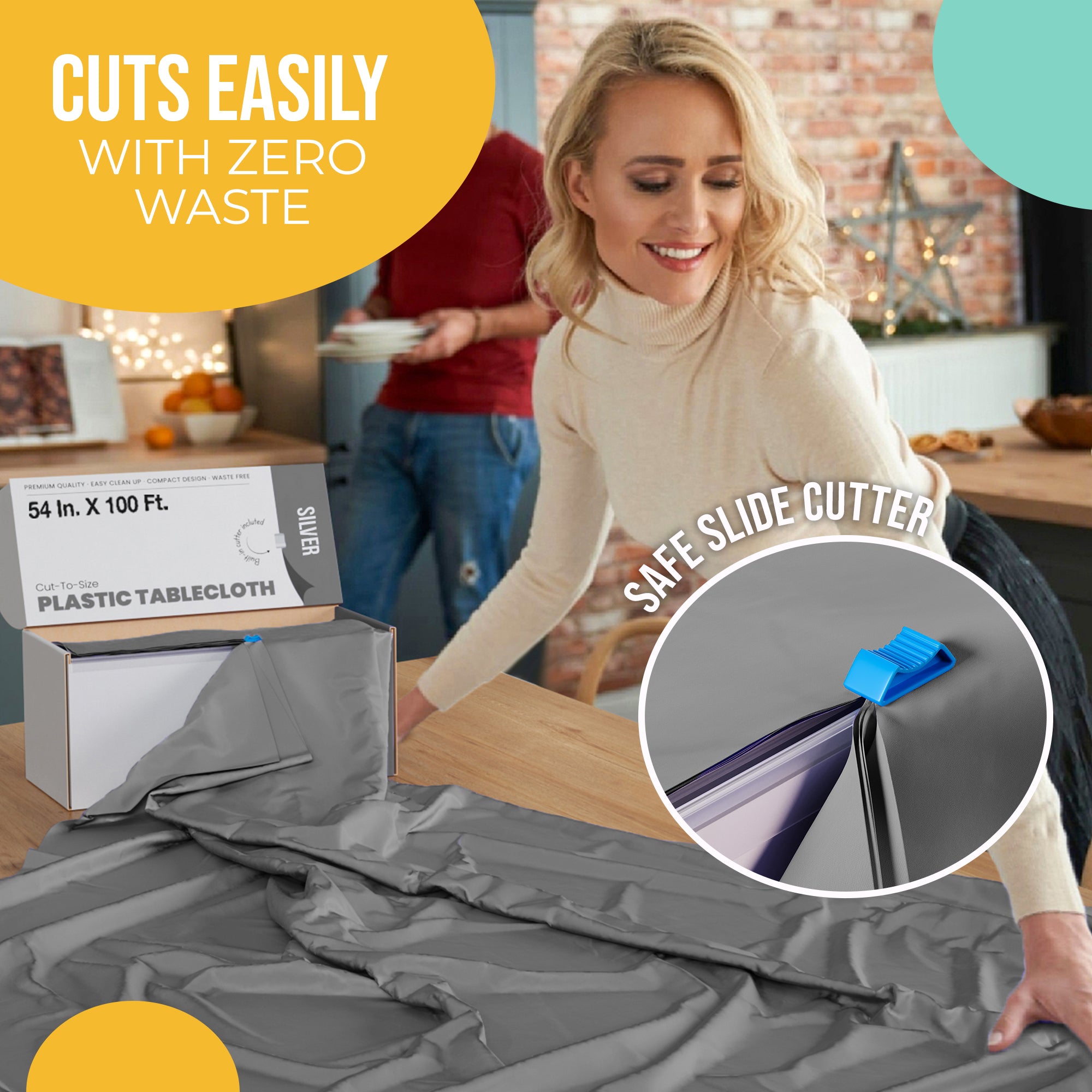 54 in. x 100 Ft. Cut To Size Table Roll  | Silver | Case of 6
