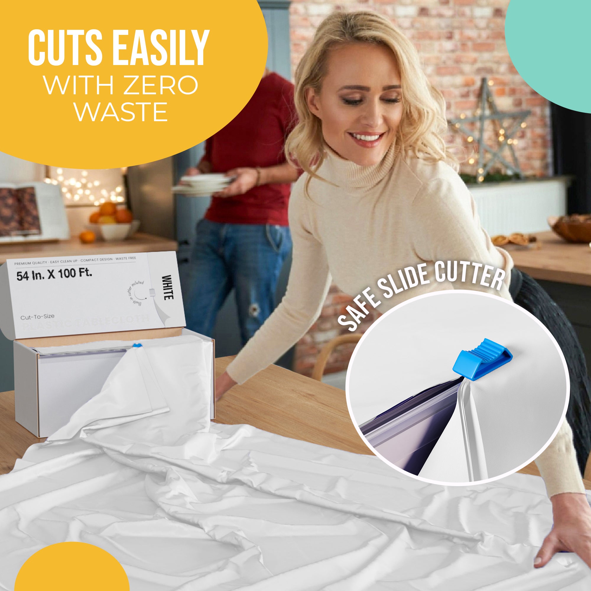 54 in. x 100 Ft. Cut To Size Table Roll  | White | Case of 6