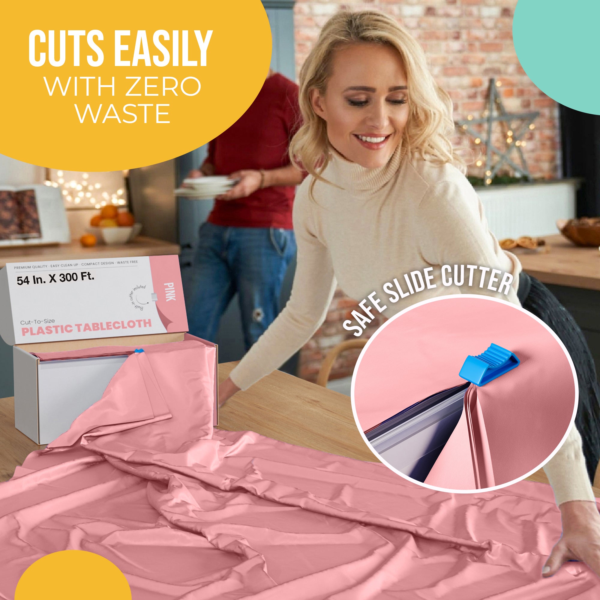 54 in. x 300 Ft. Cut To Size Table Roll  | Pink | Case of 4