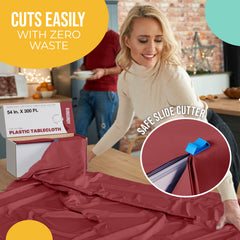 54 in. x 300 Ft. Cut To Size Table Roll  | Burgundy | Case of 4
