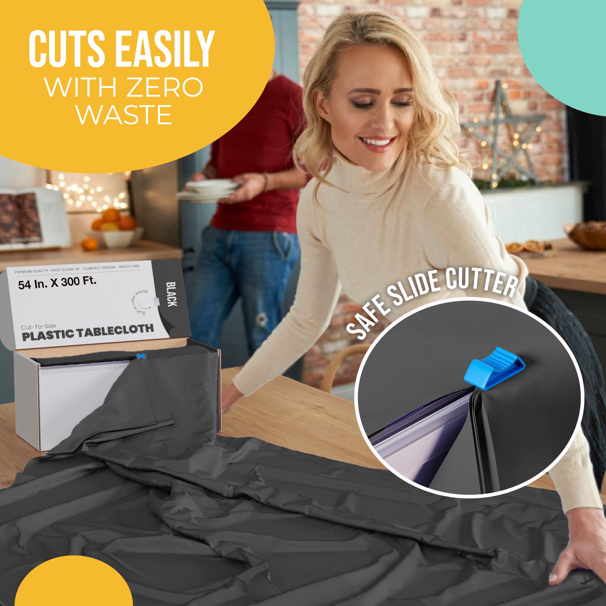 54 in. x 300 Ft. Cut To Size Table Roll  | Black | Case of 4