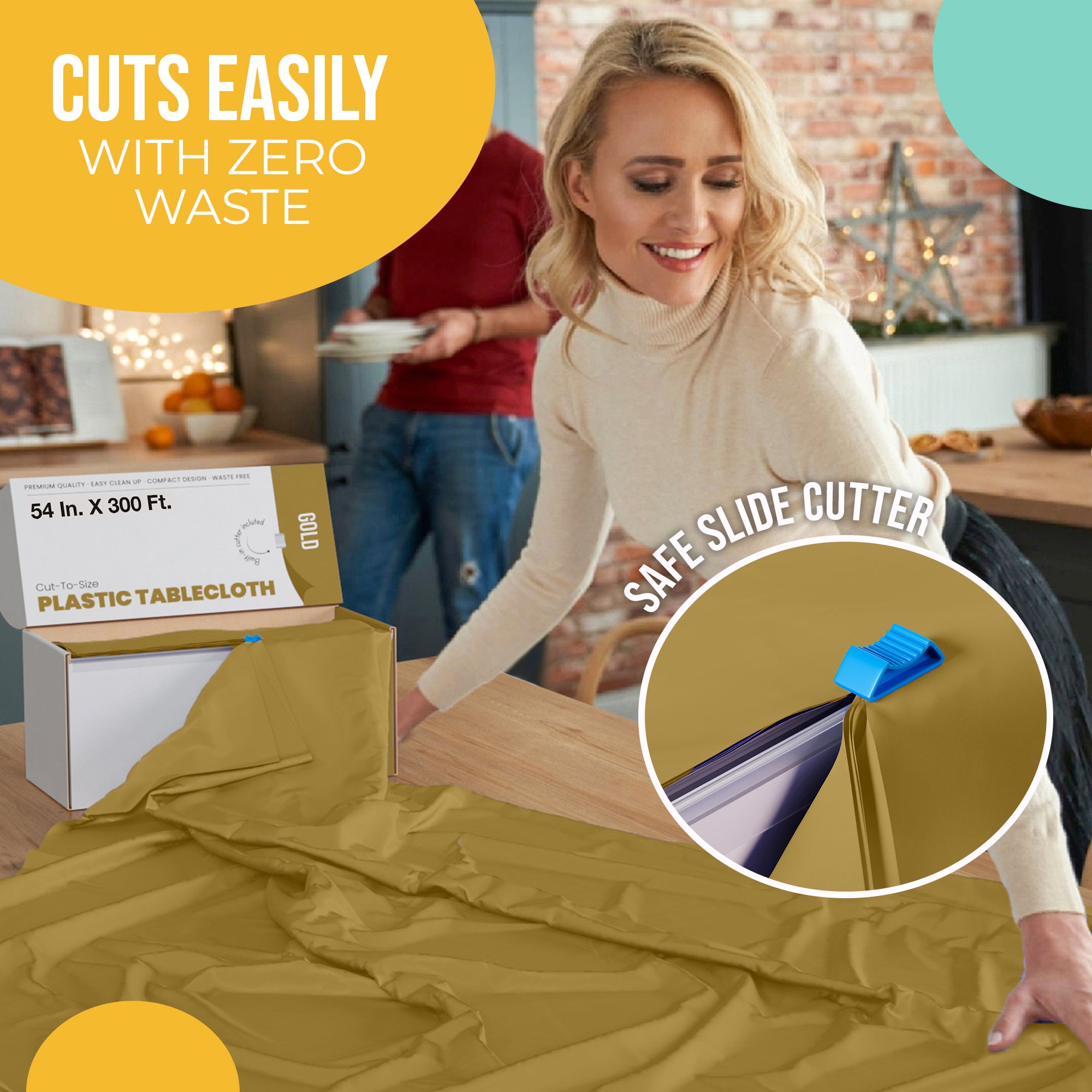 54 in. x 300 Ft. Cut To Size Table Roll  | Gold | Case of 4