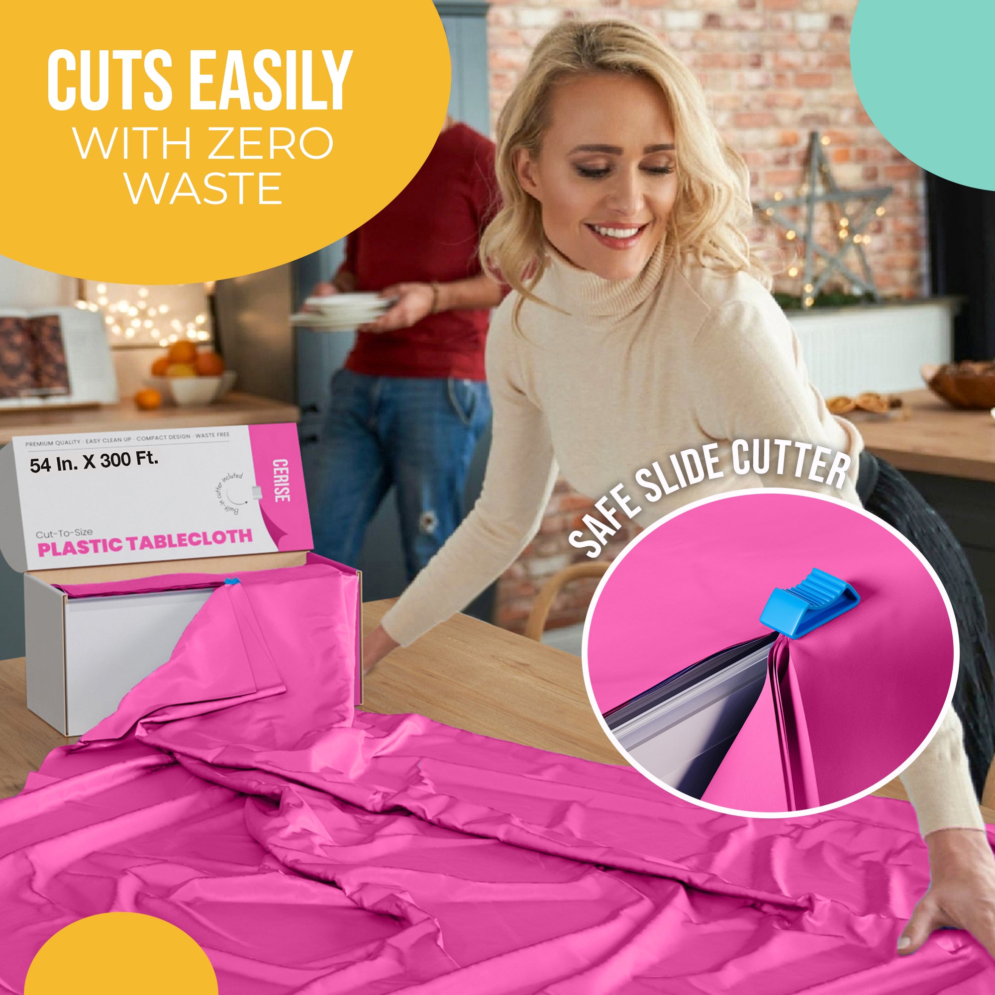 54 in. x 300 Ft. Cut To Size Table Roll  | Cerise | Case of 4