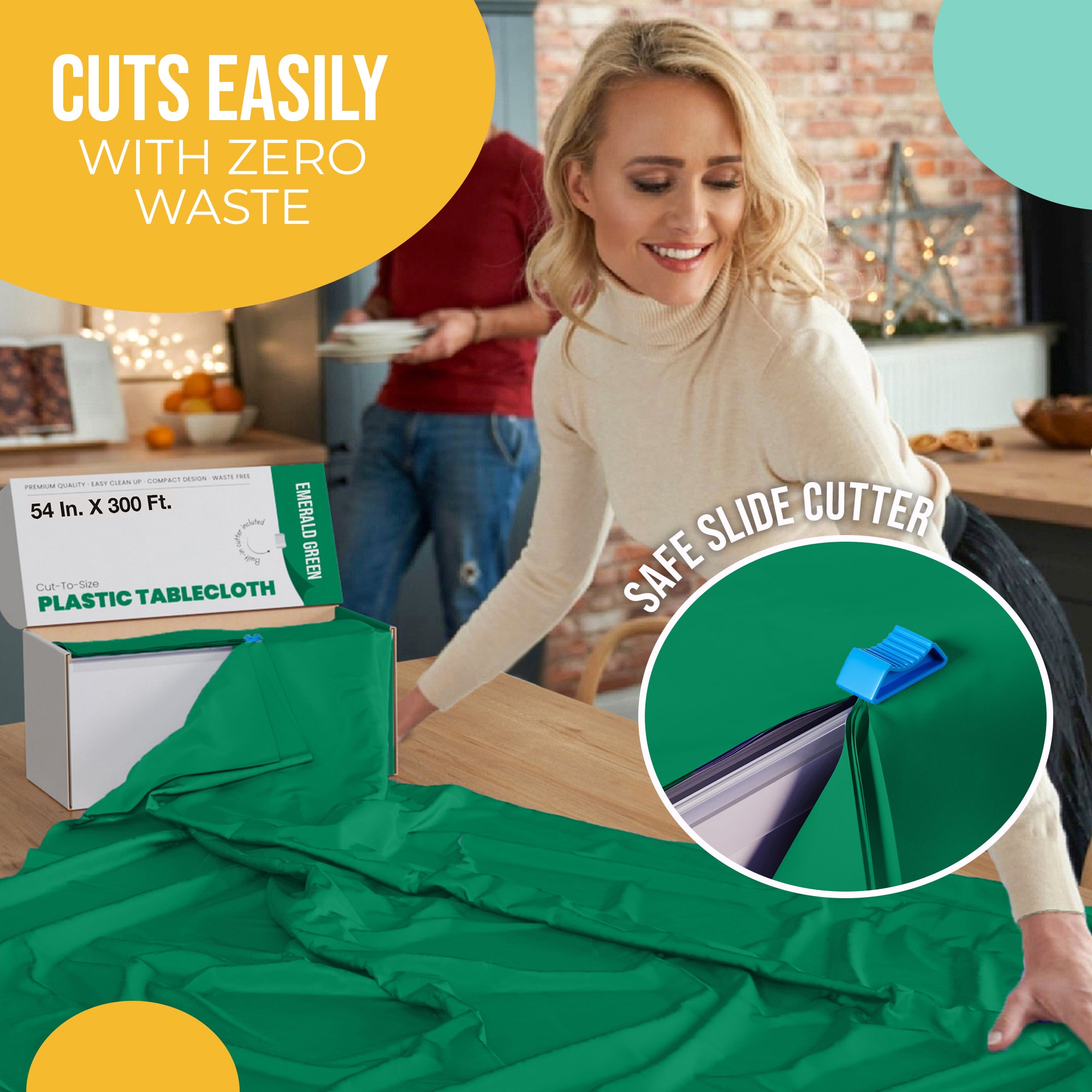 54 in. x 300 Ft. Cut To Size Table Roll | Emerald Green
