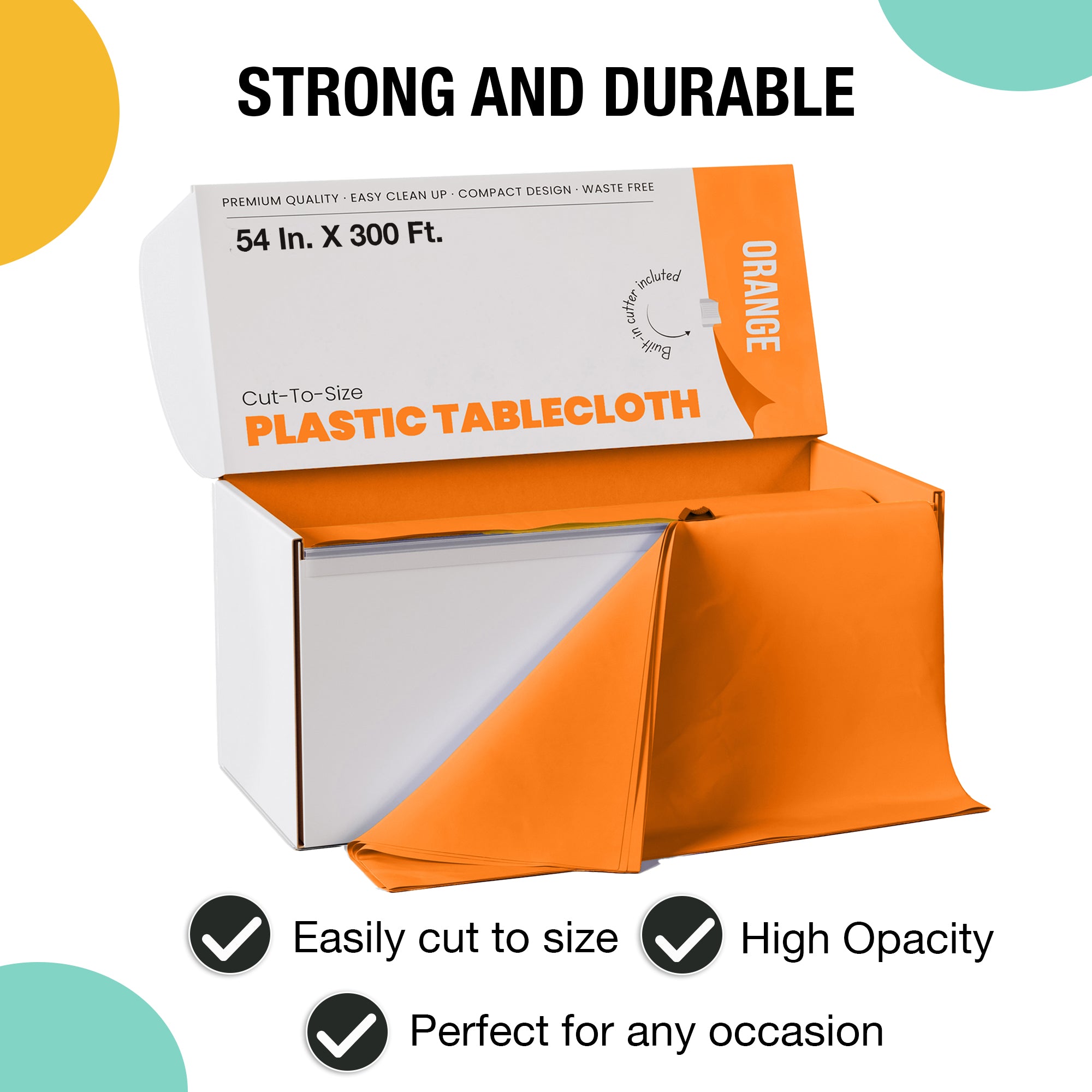 54 in. x 300 Ft. Cut To Size Table Roll  | Orange | Case of 4