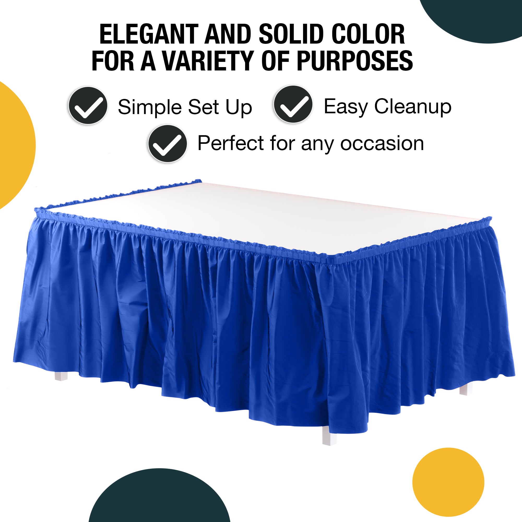 Dark Blue Plastic Table Skirt | 168 in. x 29 in. | Case of 48