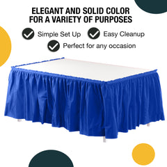 Dark Blue Plastic Table Skirt | 168 in. x 29 in. | Case of 48
