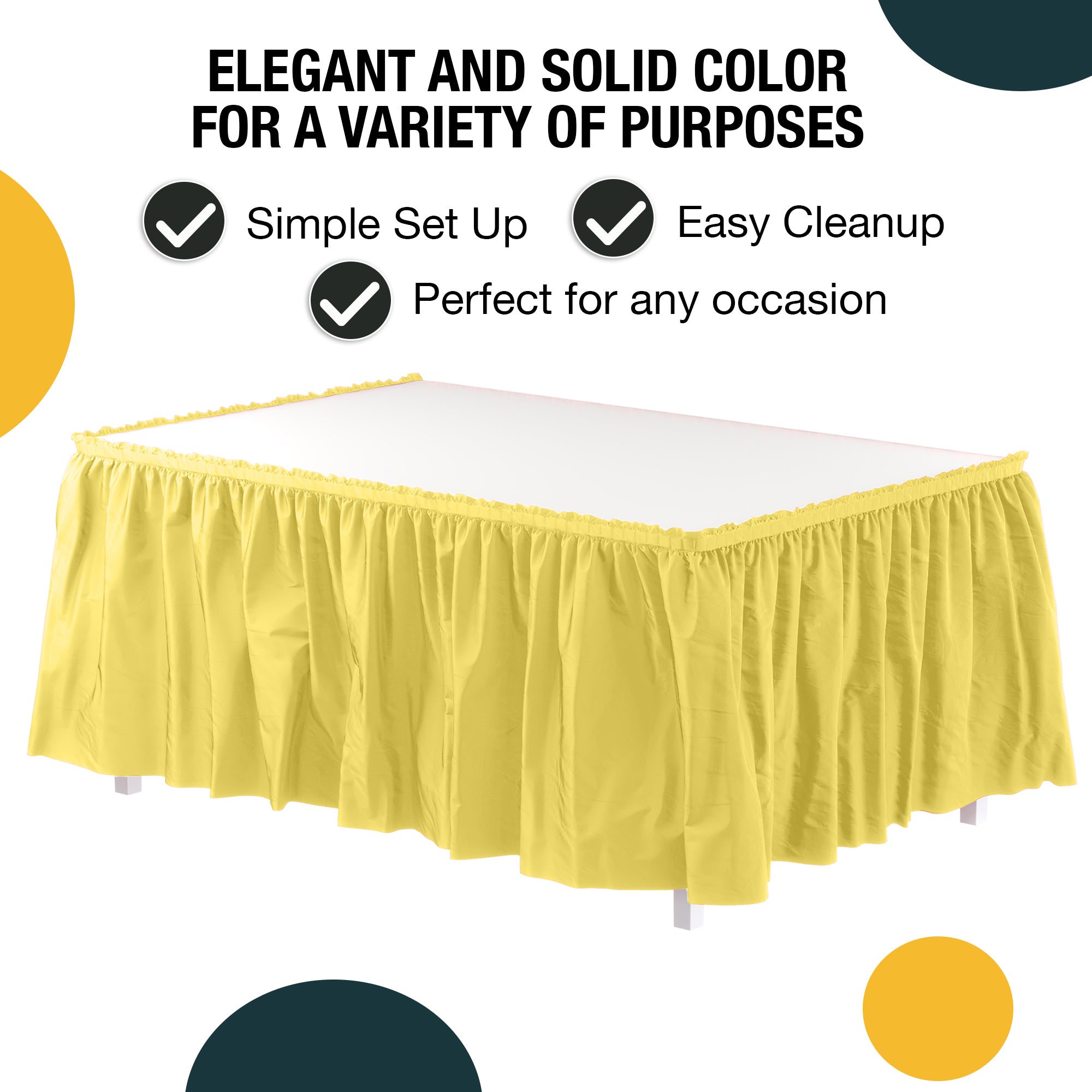 Light Yellow Plastic Table Skirt | 168 in. x 29 in. | Case of 48