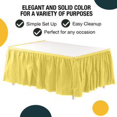 Light Yellow Plastic Table Skirt | 168 in. x 29 in. | Case of 48