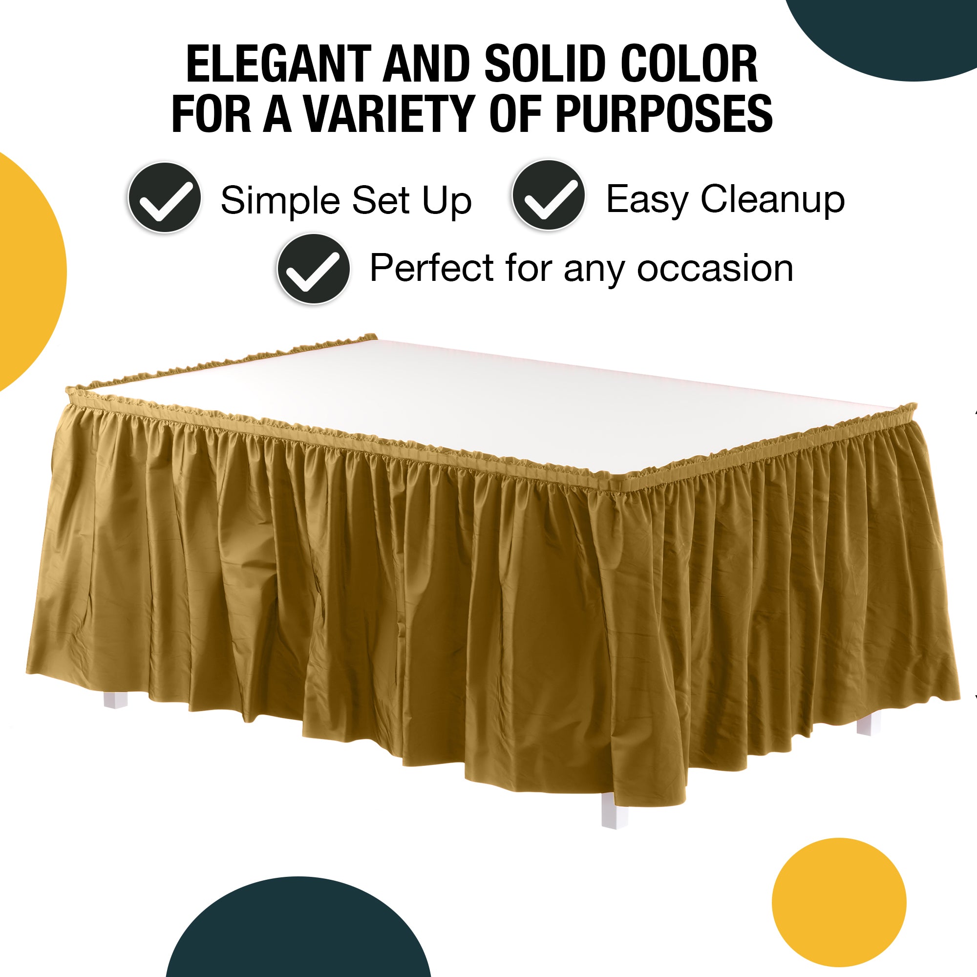 Gold Plastic Table Skirt | 168 in. x 29 in. | Case of 48