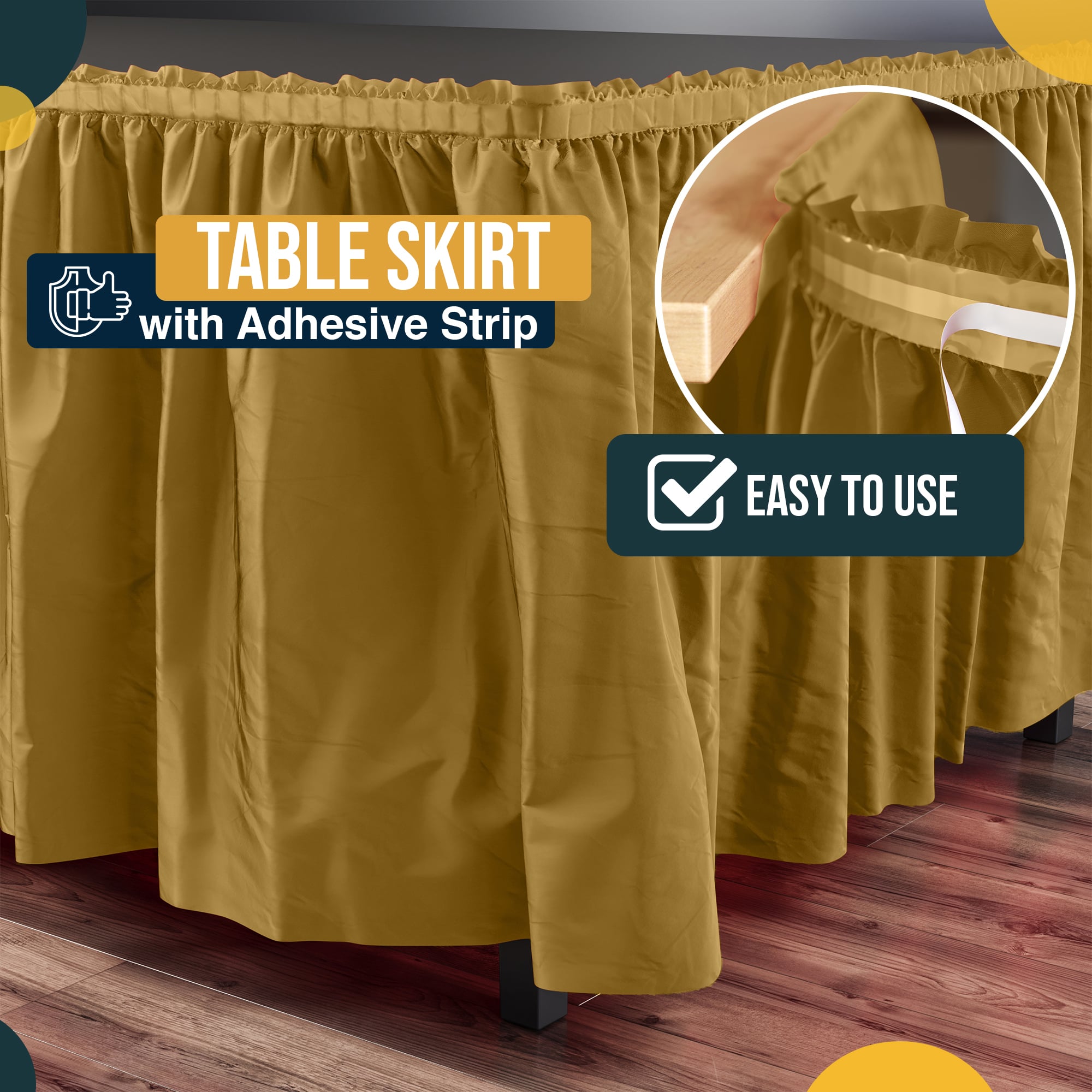 Gold Plastic Table Skirt | 6 Pack