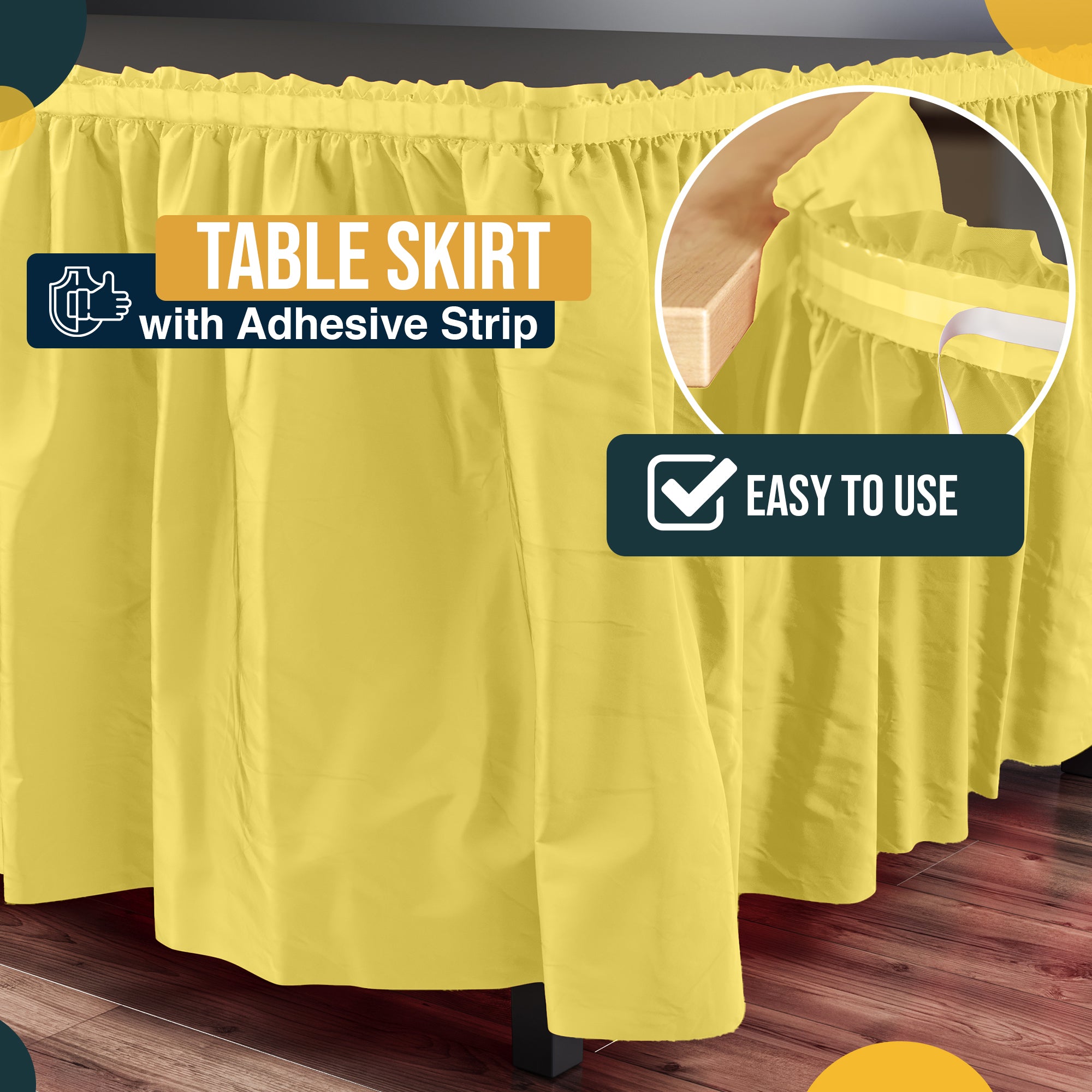 Light Yellow Plastic Table Skirt | 168 in. x 29 in. | Case of 48