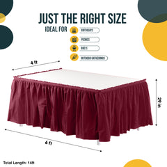 Burgundy Plastic Table Skirt | 168 in. x 29 in. | Case of 48