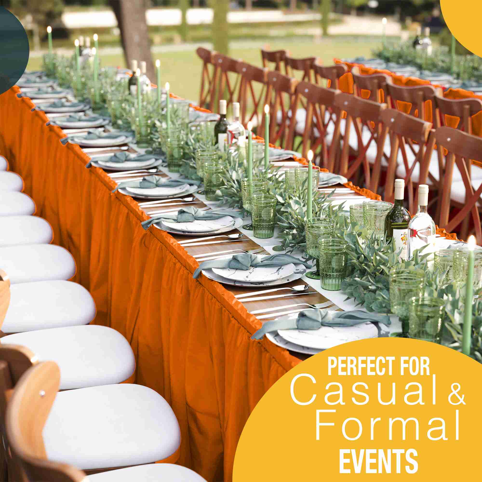 Orange Plastic Table Skirt | Case of 48