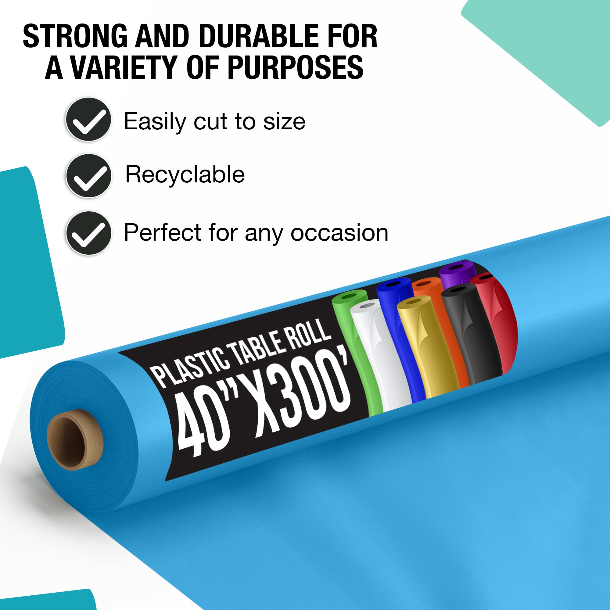 40 in. x 300 Ft. Premium Turquoise Table Roll | Case of 4