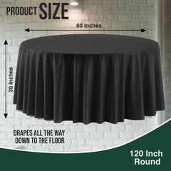 120 In. Premium Round Black Plastic Table Cover | Case of 60
