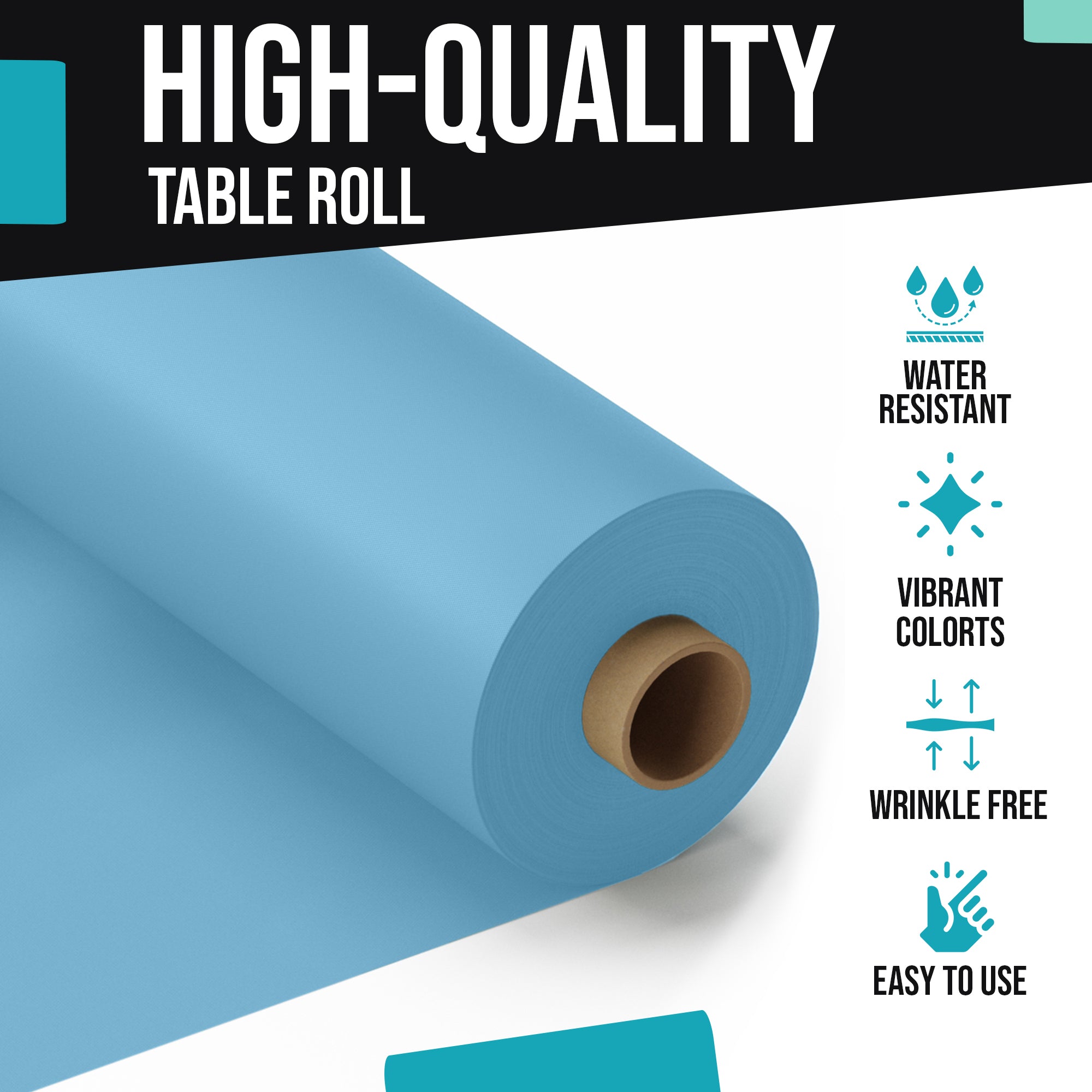 40 in. x 300 Ft. Premium Sky Blue Table Roll | Case of 4