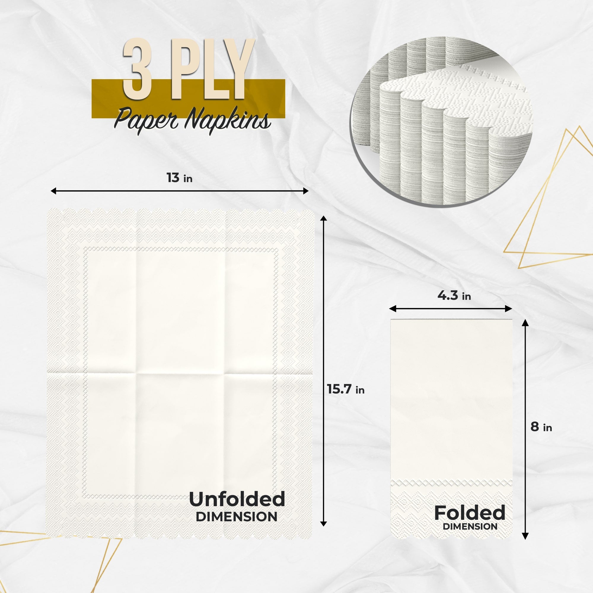 3 Ply Ivory Scalloped Napkins - 20 Ct.