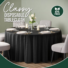 120 in. Premium Round Black Plastic Table Cover | Case of 60
