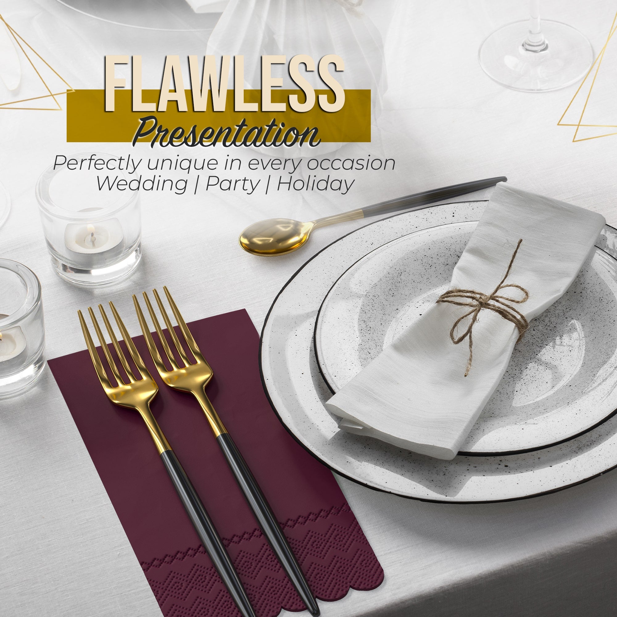 3 Ply Wine Berry Scalloped Napkins - 20 Ct.
