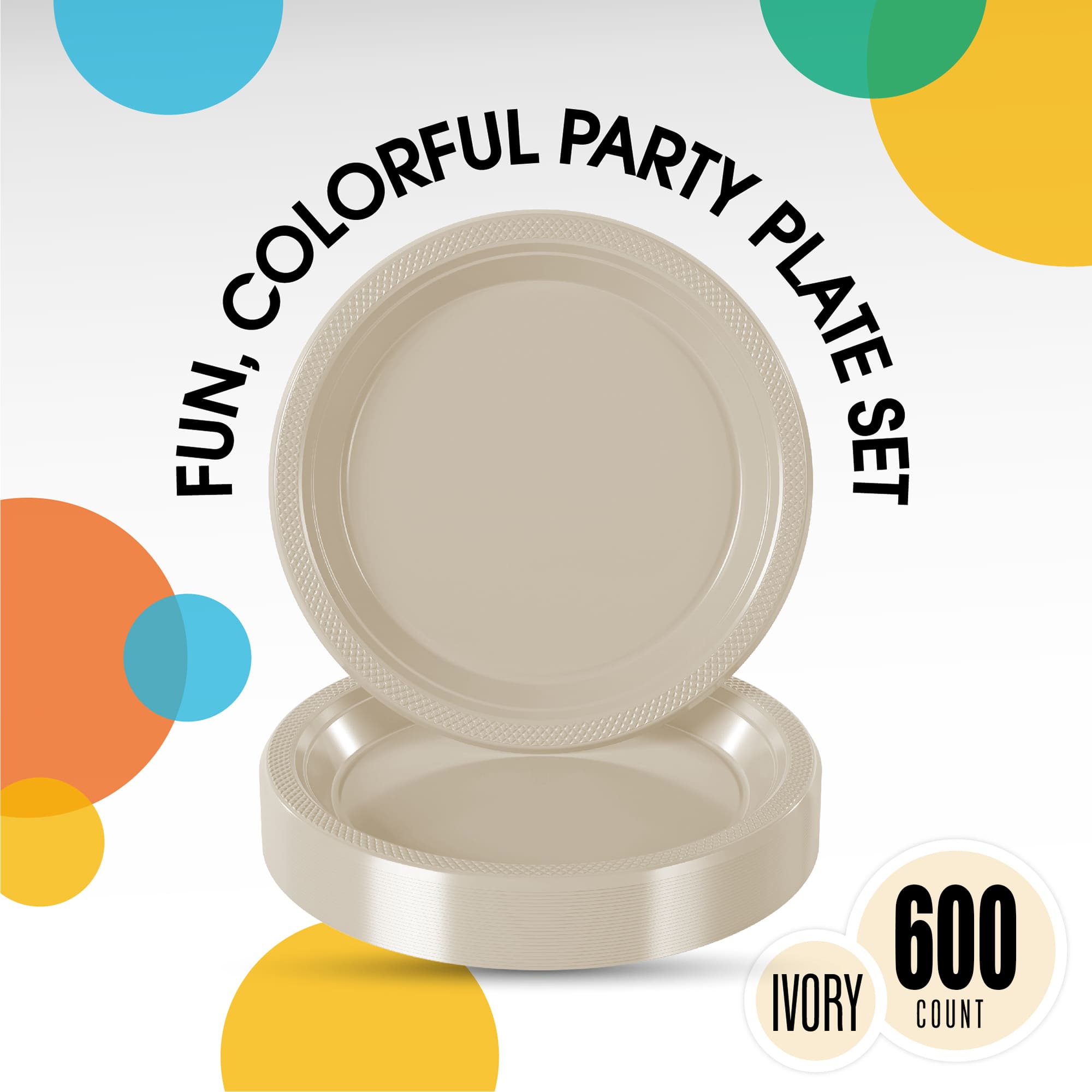 7 In. Ivory Plastic Plates | Case of 600