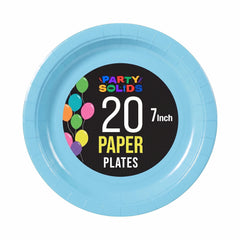 7 In. Light Blue Paper Plates - 20 Ct.