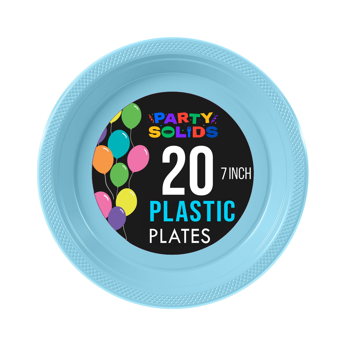 7 in. Light Blue Plastic Plates | 20 Ct.