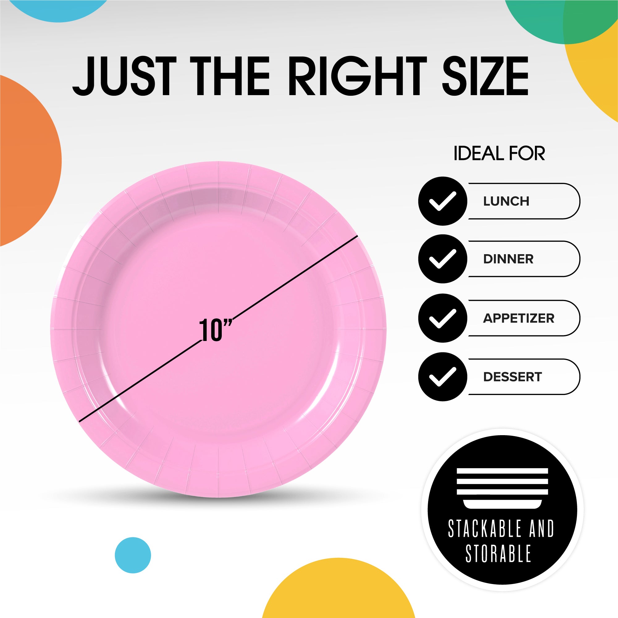 10 In. Pink Paper Plates - 20 Ct.