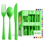 Lime Green Cutlery Combo Set | 50 Forks 50 Spoons And 50 Knives | 7.5 in.