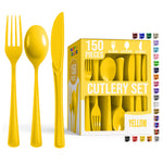 Yellow Cutlery Combo Set | 50 Forks 50 Spoons And 50 Knives | 7.5 in.