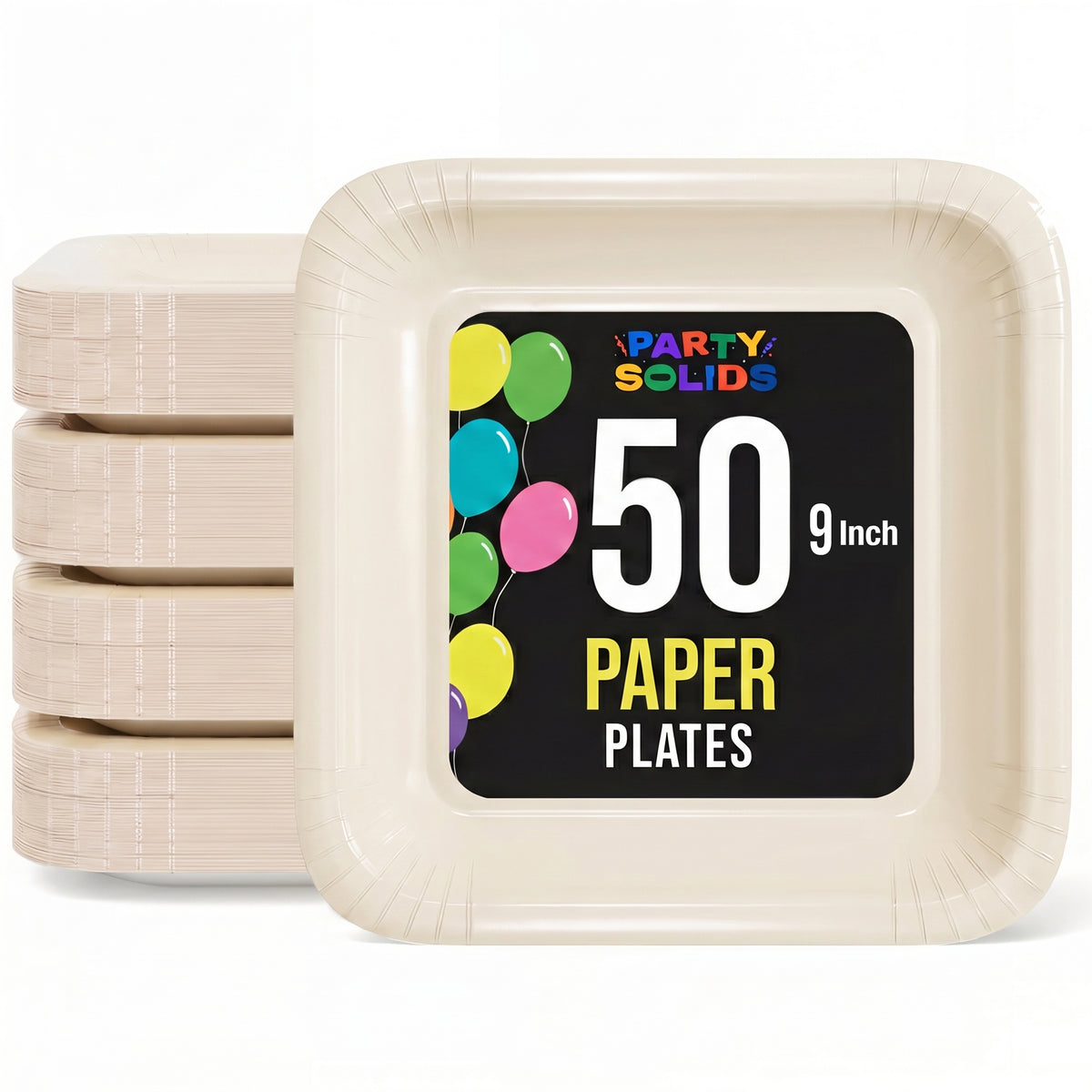 9 In. Ivory Square Paper Plates - 50 Ct.