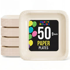 9 In. Ivory Square Paper Plates - 50 Ct.