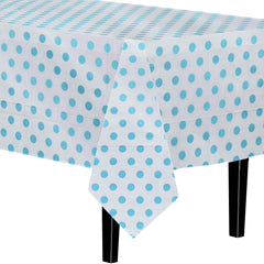 Light Blue Polka Dot Plastic Table Covers | 6 Pack