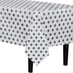 Black Polka Dot Plastic Table Covers | 6 Pack