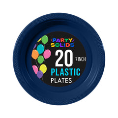 7 in. Navy Plastic Plates | 20 Ct.