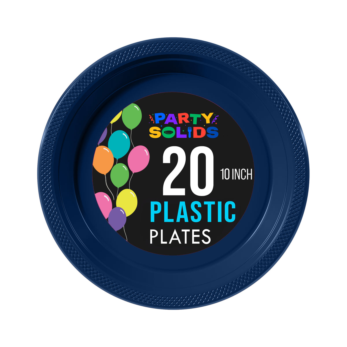 10 In. Navy Plastic Plates - 20 Ct.