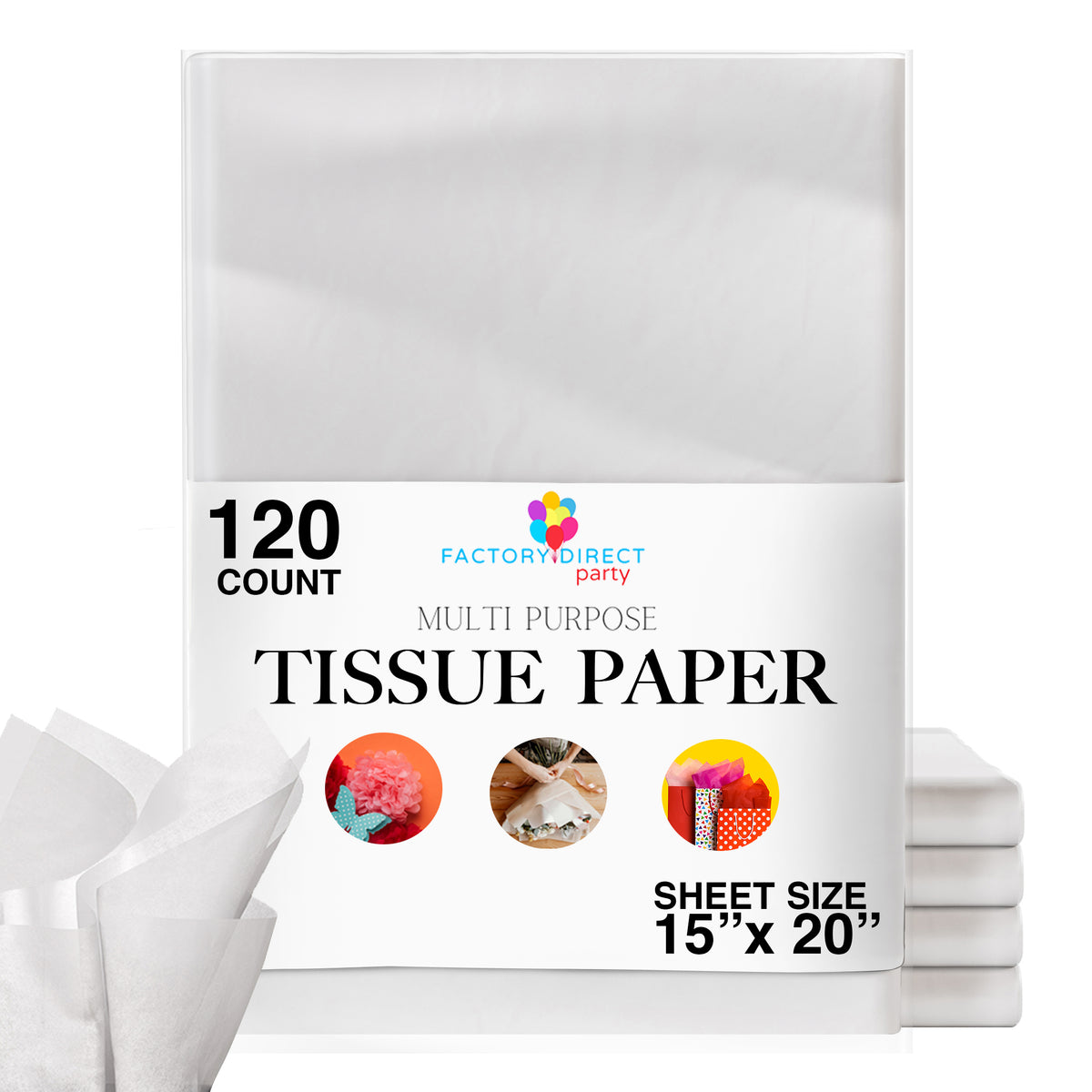 White Tissue Paper 20 In. x 30 In. | 120 Sheets