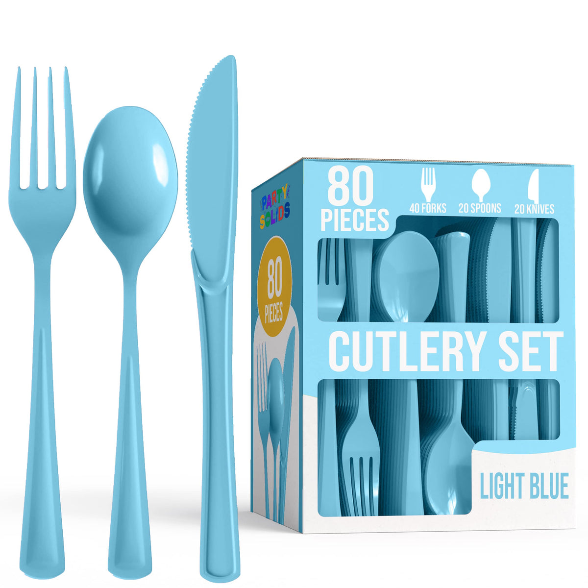 Heavy Duty Light Blue Cutlery Combo - 80 Count