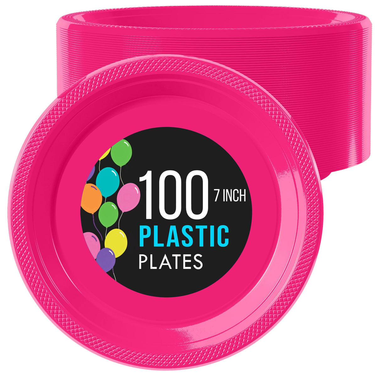 7 In. Cerise Plastic Plates | 100 Count